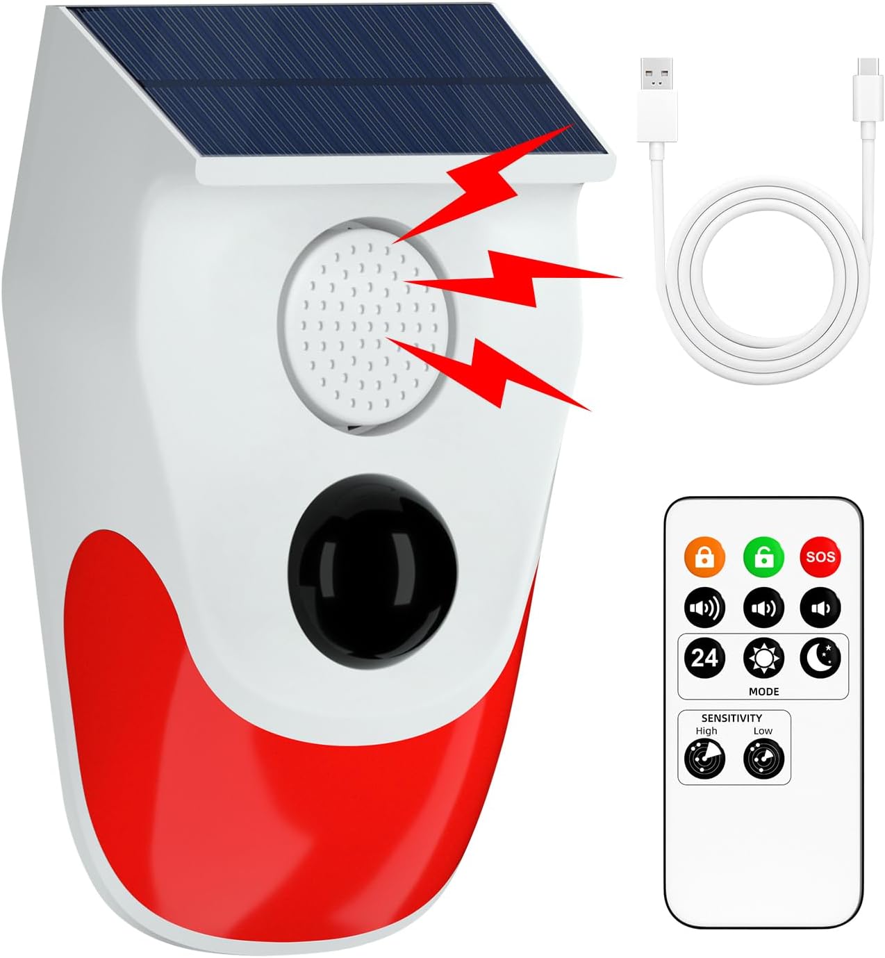 Smart Garden Light Camera - Solar-Bewegungsmelder-Alarm für den Außenbereich, einstellbare Empfindlichkeit,