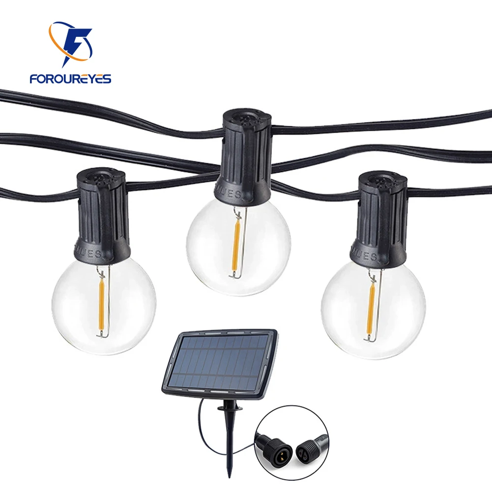 Smart Garden Light Camera - 100/50/25ft Solar-LED-Lichterketten aufladbare Outdoor-G40 Kunststoff-Lampe LED