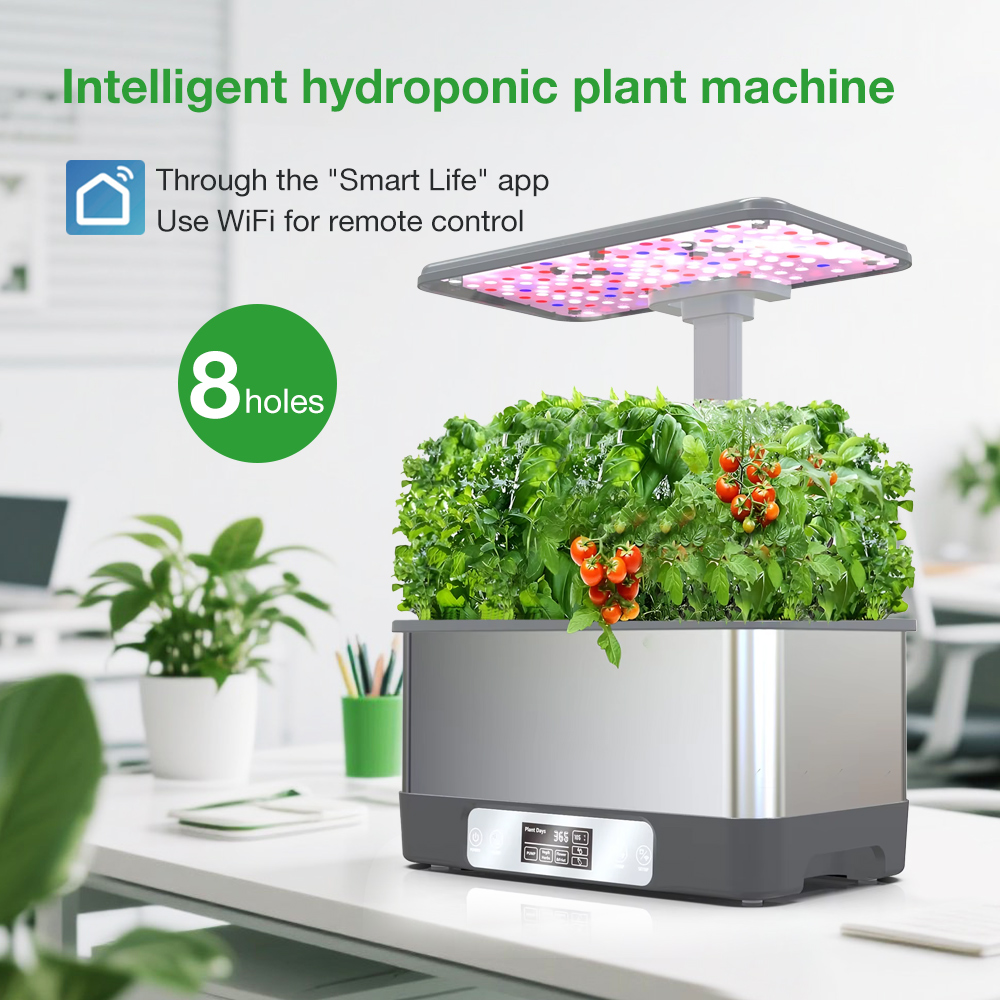 Smart Garden Gate - WLAN 8-Pflanzen Edelstahl Smart Planter Hydroponik-Anbausystem