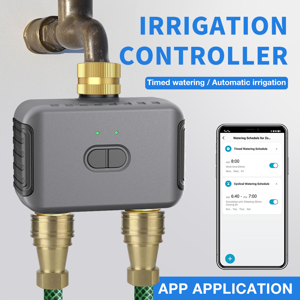 Smart Garden Irrigation - Tuya 2-Zonen-Bewässerungstimer Garten Automatischer Bewässerungssteuerung Bewässerungssystem